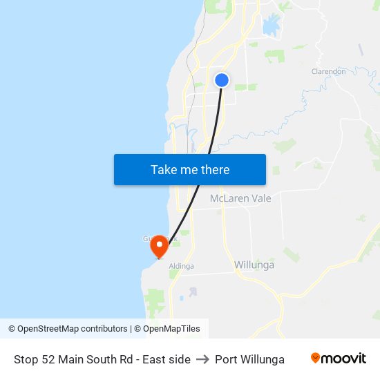 Stop 52 Main South Rd - East side to Port Willunga map