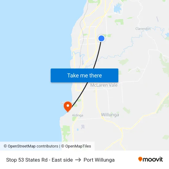 Stop 53 States Rd - East side to Port Willunga map