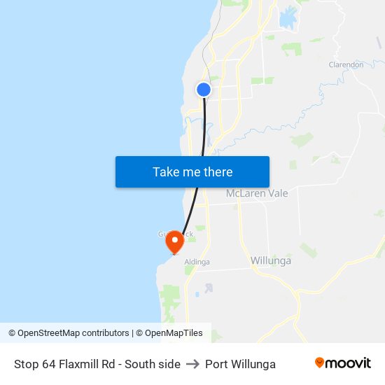 Stop 64 Flaxmill Rd - South side to Port Willunga map