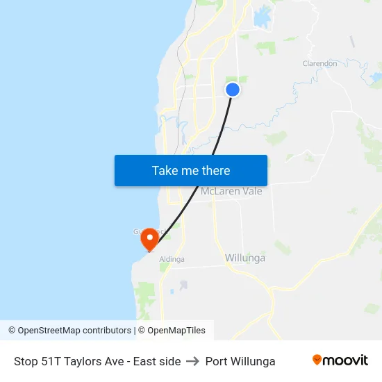 Stop 51T Taylors Ave - East side to Port Willunga map