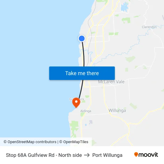 Stop 68A Gulfview Rd - North side to Port Willunga map