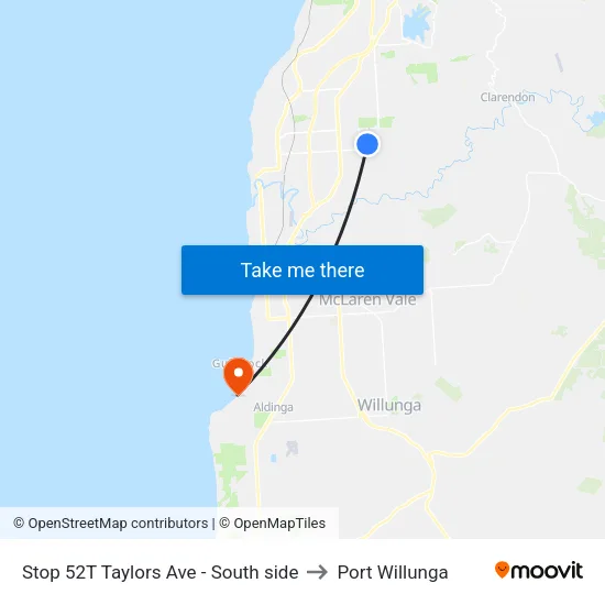 Stop 52T Taylors Ave - South side to Port Willunga map
