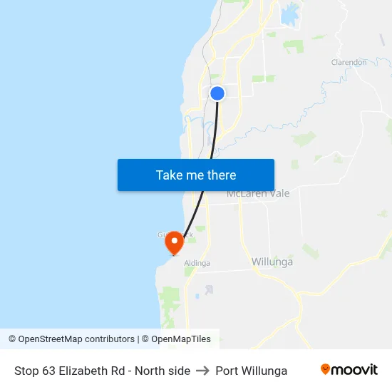 Stop 63 Elizabeth Rd - North side to Port Willunga map