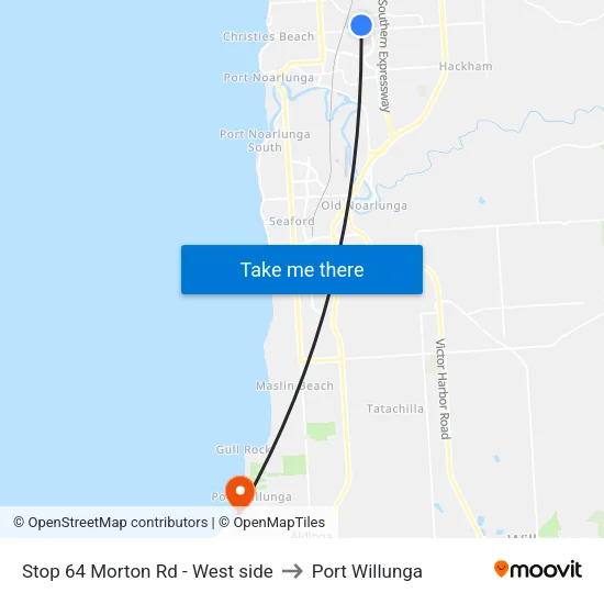 Stop 64 Morton Rd - West side to Port Willunga map