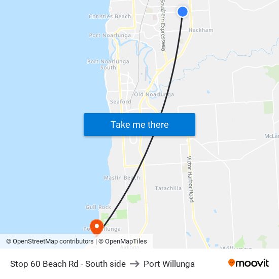 Stop 60 Beach Rd - South side to Port Willunga map