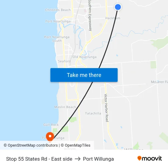 Stop 55 States Rd - East side to Port Willunga map