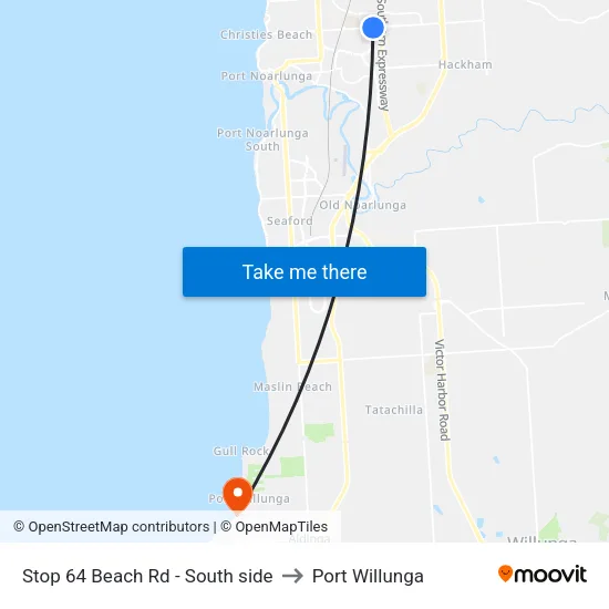 Stop 64 Beach Rd - South side to Port Willunga map