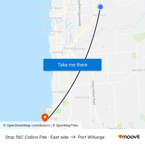 Stop 56C Collins Pde - East side to Port Willunga map