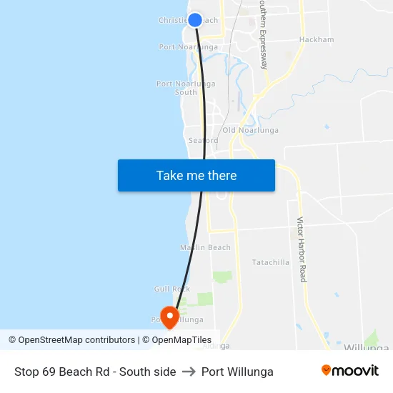 Stop 69 Beach Rd - South side to Port Willunga map