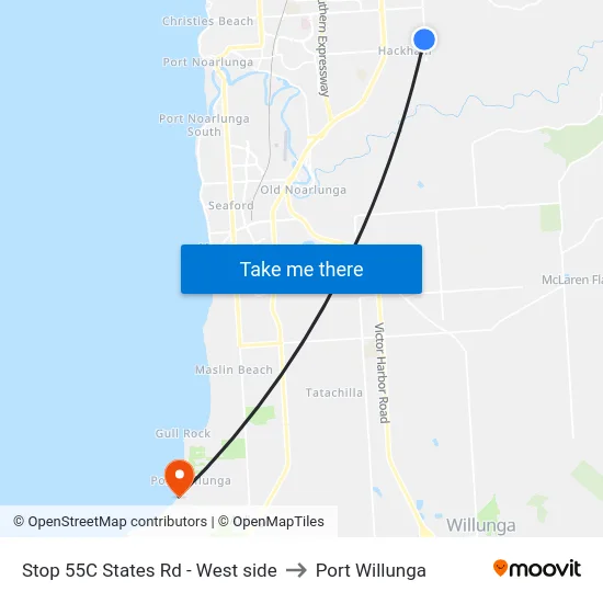Stop 55C States Rd - West side to Port Willunga map