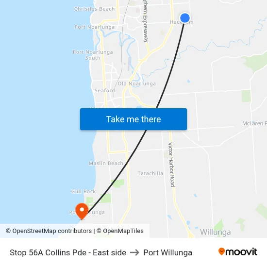 Stop 56A Collins Pde - East side to Port Willunga map