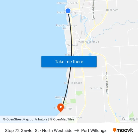 Stop 72 Gawler St - North West side to Port Willunga map