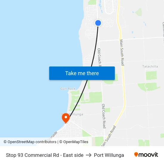 Stop 93 Commercial Rd - East side to Port Willunga map