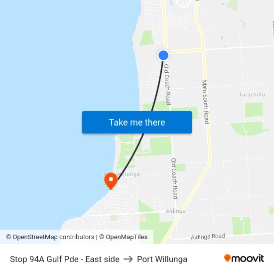Stop 94A Gulf Pde - East side to Port Willunga map