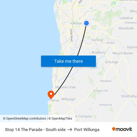 Stop 14 The Parade - South side to Port Willunga map