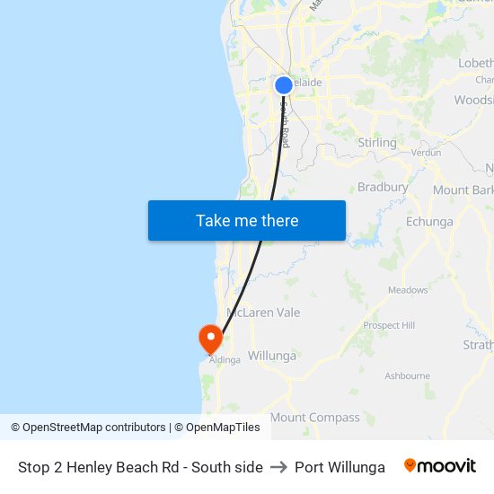 Stop 2 Henley Beach Rd - South side to Port Willunga map