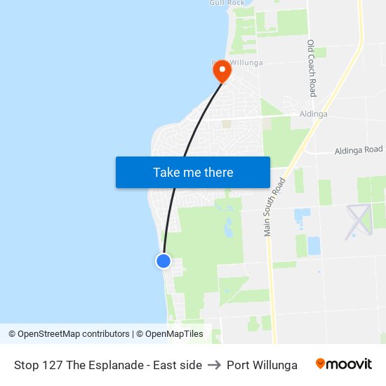 Stop 127 The Esplanade - East side to Port Willunga map