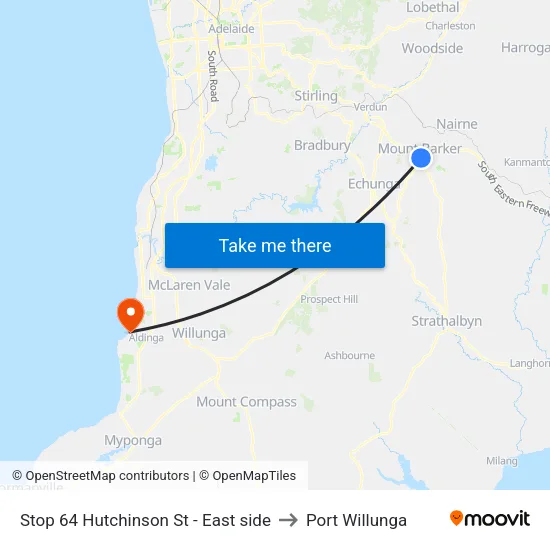 Stop 64 Hutchinson St - East side to Port Willunga map