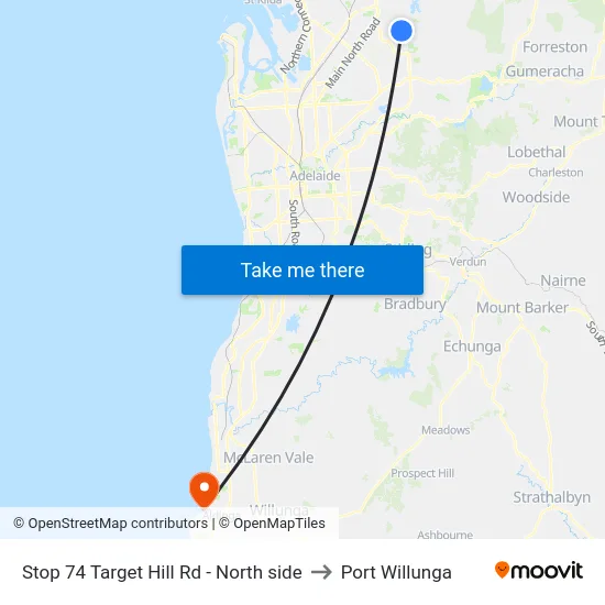 Stop 74 Target Hill Rd - North side to Port Willunga map