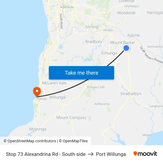 Stop 73 Alexandrina Rd - South side to Port Willunga map