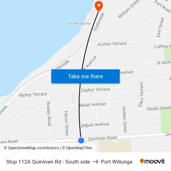 Stop 112A Quinliven Rd - South side to Port Willunga map