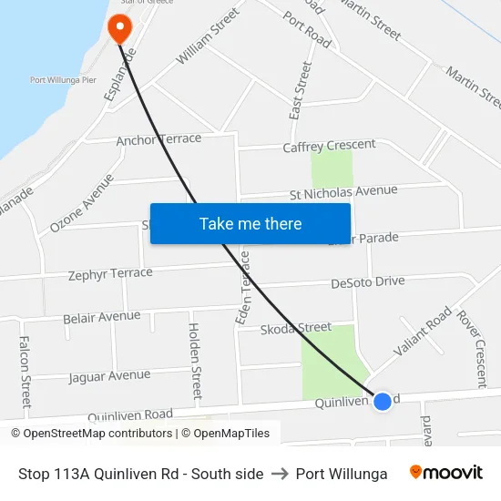 Stop 113A Quinliven Rd - South side to Port Willunga map