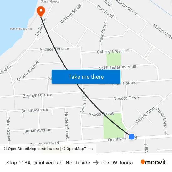 Stop 113A Quinliven Rd - North side to Port Willunga map