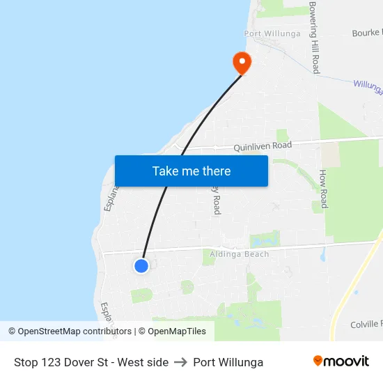 Stop 123 Dover St - West side to Port Willunga map