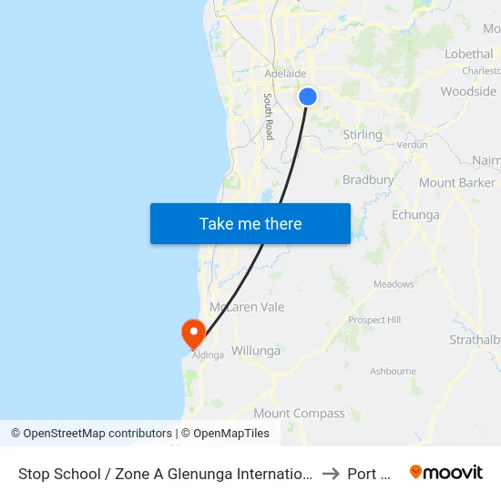Stop School / Zone A Glenunga International High School Conyngham St to Port Willunga map
