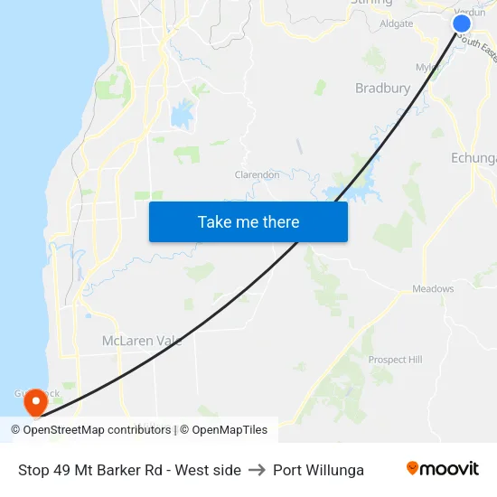 Stop 49 Mt Barker Rd - West side to Port Willunga map
