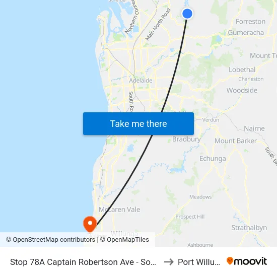 Stop 78A Captain Robertson Ave - South side to Port Willunga map