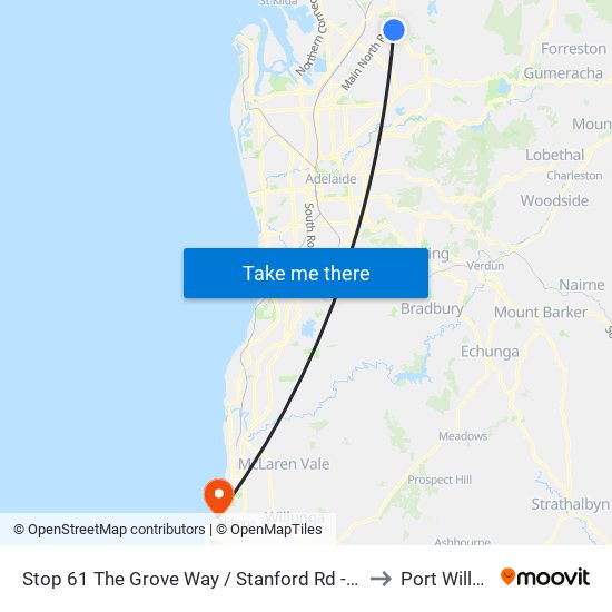 Stop 61 The Grove Way / Stanford Rd - North side to Port Willunga map