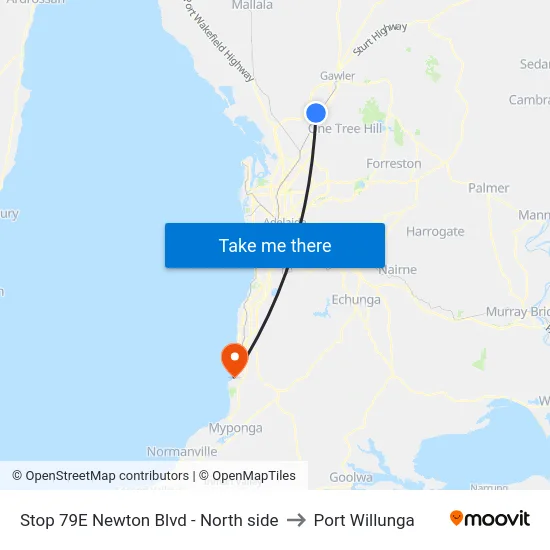 Stop 79E Newton Blvd - North side to Port Willunga map