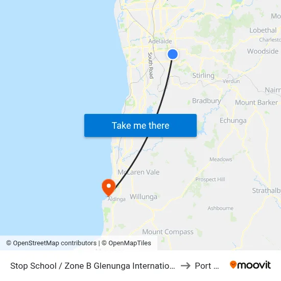Stop School / Zone B Glenunga International High School Conyngham St to Port Willunga map