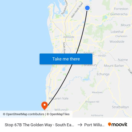 Stop 67B The Golden Way - South East side to Port Willunga map