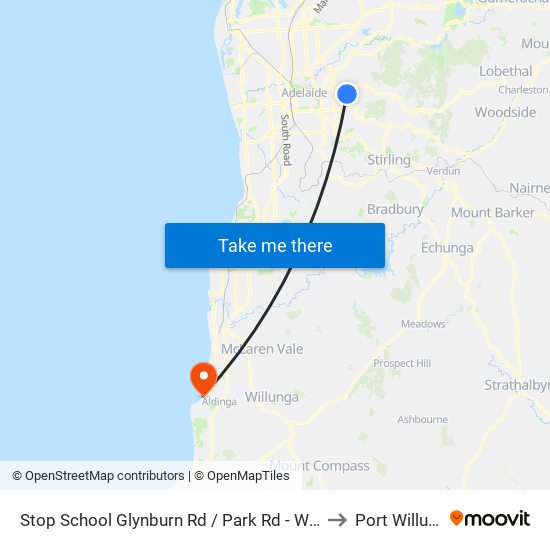 Stop School Glynburn Rd / Park Rd - West side to Port Willunga map