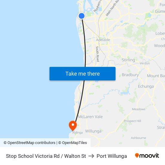 Stop School Victoria Rd / Walton St to Port Willunga map