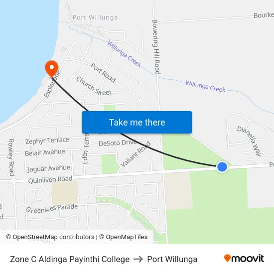 Zone C Aldinga Payinthi College to Port Willunga map