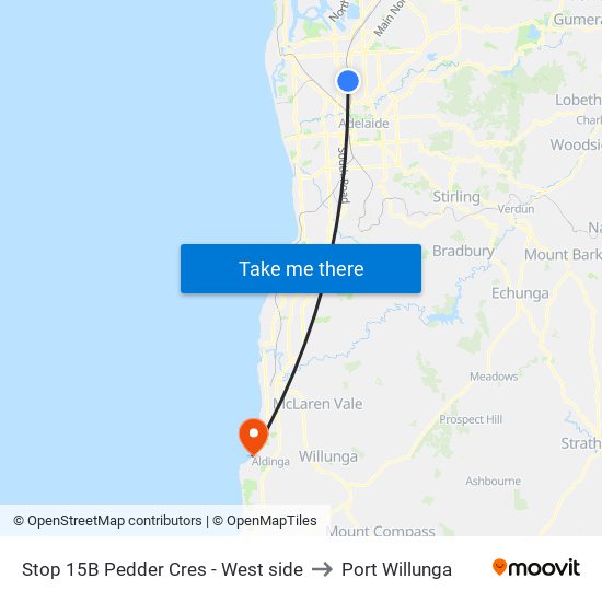 Stop 15B Pedder Cres - West side to Port Willunga map