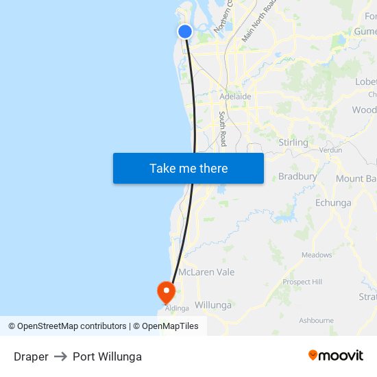 Draper to Port Willunga map