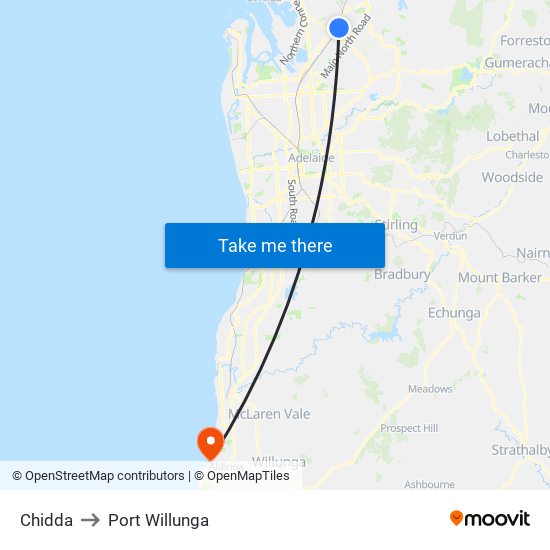 Chidda to Port Willunga map