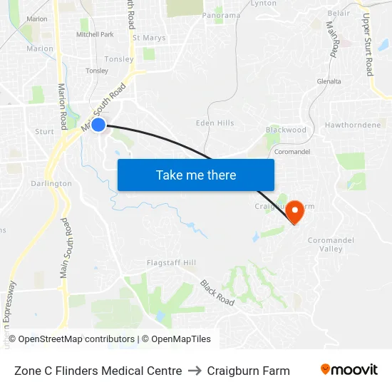 Zone C Flinders Medical Centre to Craigburn Farm map