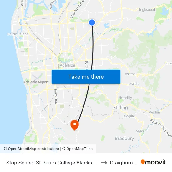 Stop School St Paul's College Blacks Rd - East side to Craigburn Farm map