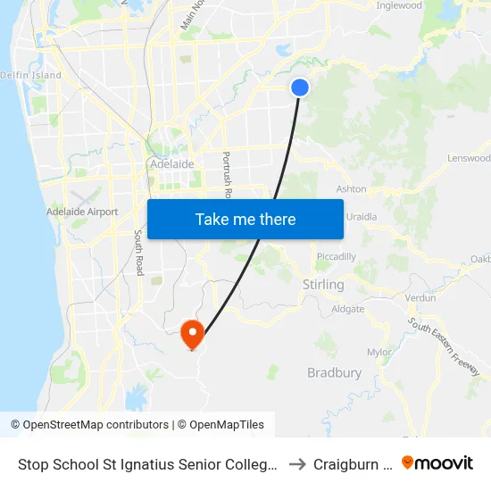 Stop School St Ignatius Senior College Manresa Ct to Craigburn Farm map