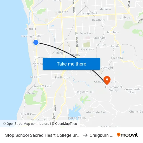 Stop School Sacred Heart College Brighton Rd to Craigburn Farm map
