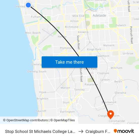 Stop School St Michaels College Lawrie St to Craigburn Farm map