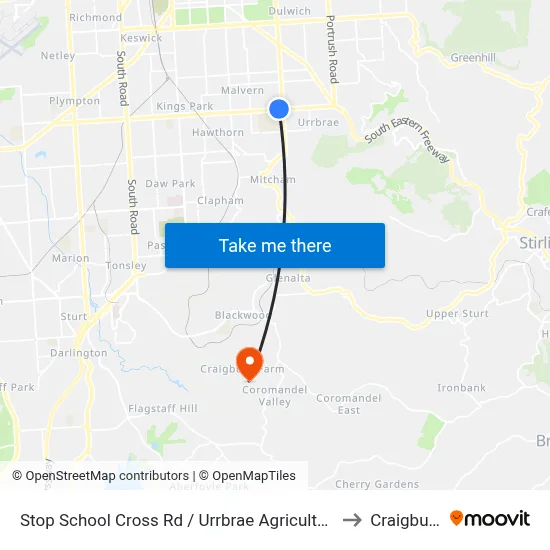Stop School Cross Rd / Urrbrae Agricultural High School - North side to Craigburn Farm map