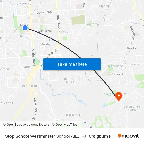 Stop School Westminster School Alison Av to Craigburn Farm map