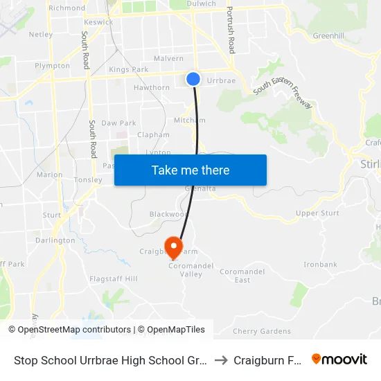 Stop School Urrbrae High School Grounds to Craigburn Farm map