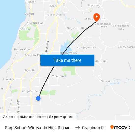 Stop School Wirreanda High Richards Dr to Craigburn Farm map